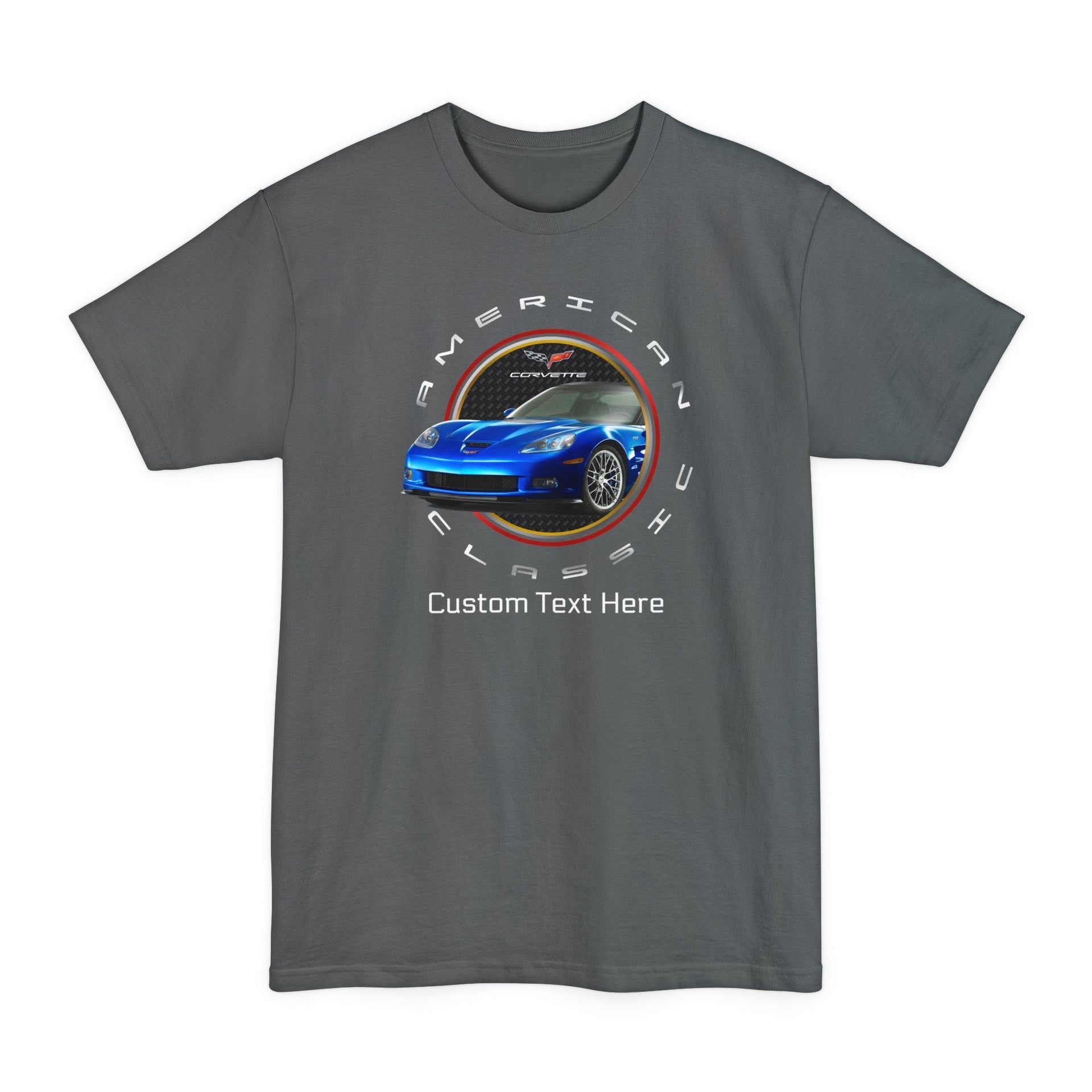 c6-corvette-personalized-circle-logo-with-car-unisex-tall-beefy-t®-cotton-t-shirt