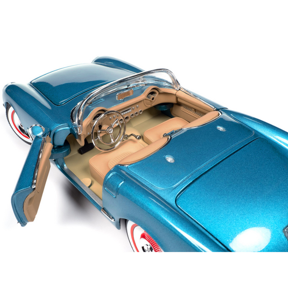 1954 Chevrolet Corvette Convertible Pennant Blue Metallic "American Muscle" Series 1/18 Diecast Model Car