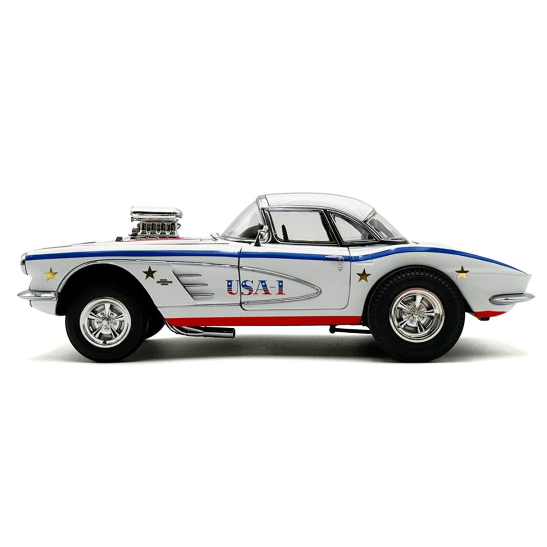 1961 Chevrolet Corvette Grand Sport Gasser "USA-1" White with Blue and Red Stripes Limited Edition to 362 pieces Worldwide 1/18 Diecast Model Car