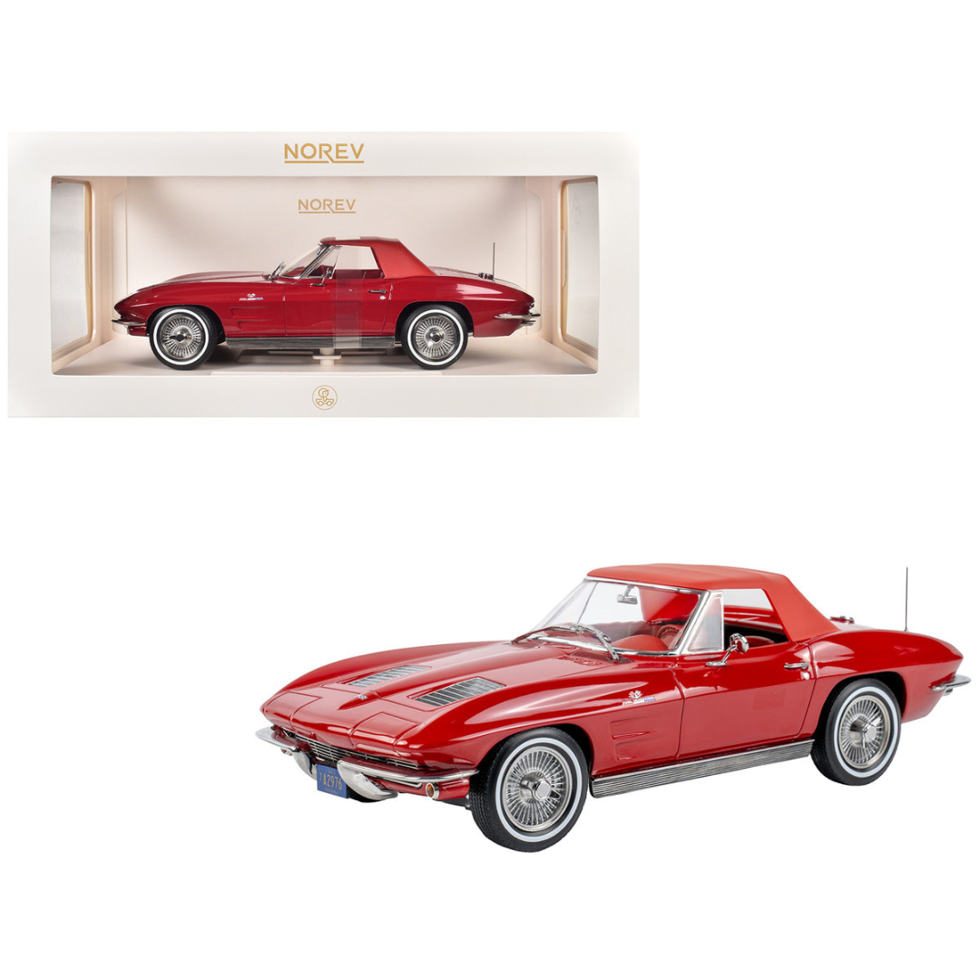 1963 Chevrolet Corvette Stingray Convertible Riverside Red 1/18 Diecast Model Car