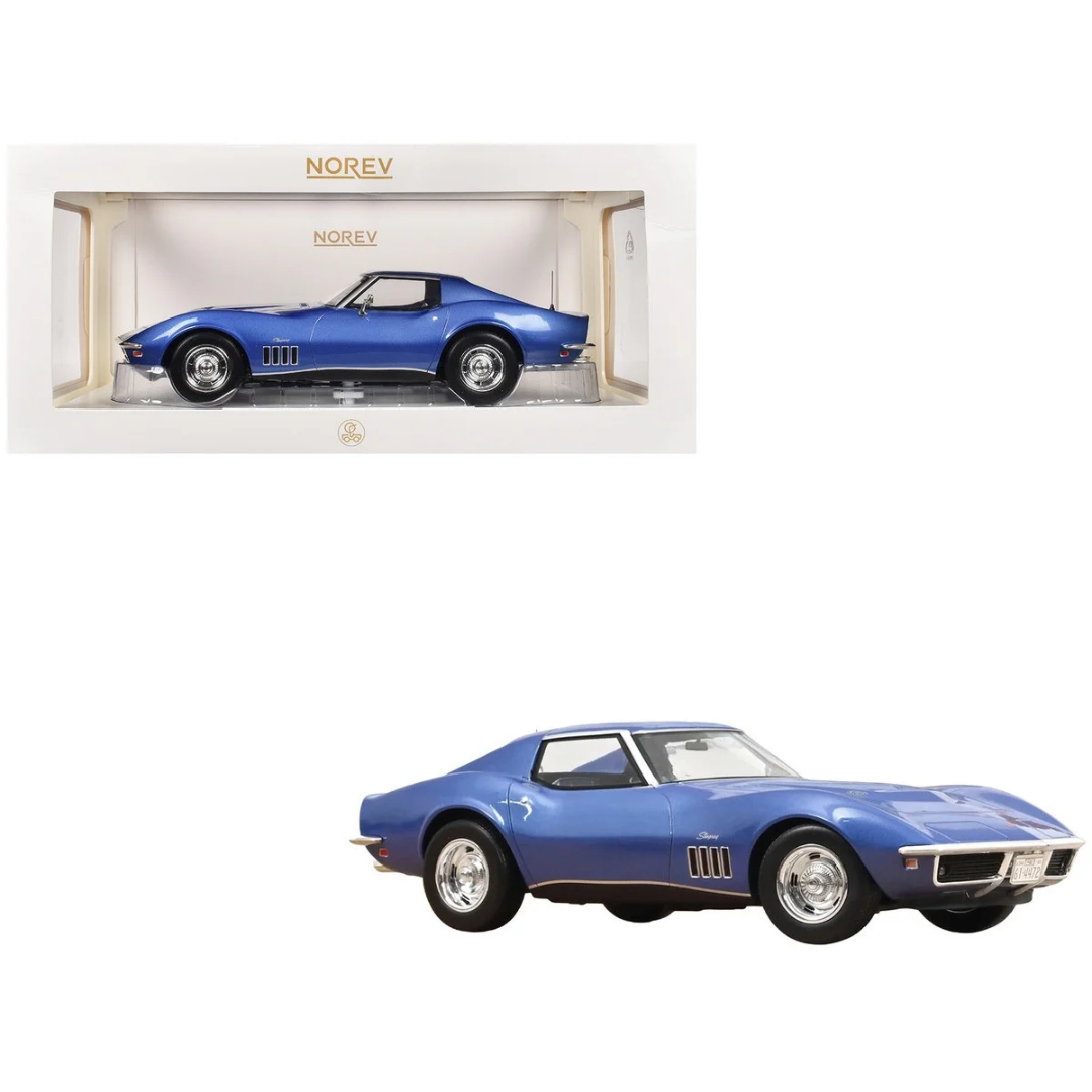 1969 Chevrolet Corvette Coupe Le Mans Blue Metallic with Blue Interior 1/18 Diecast Model Car