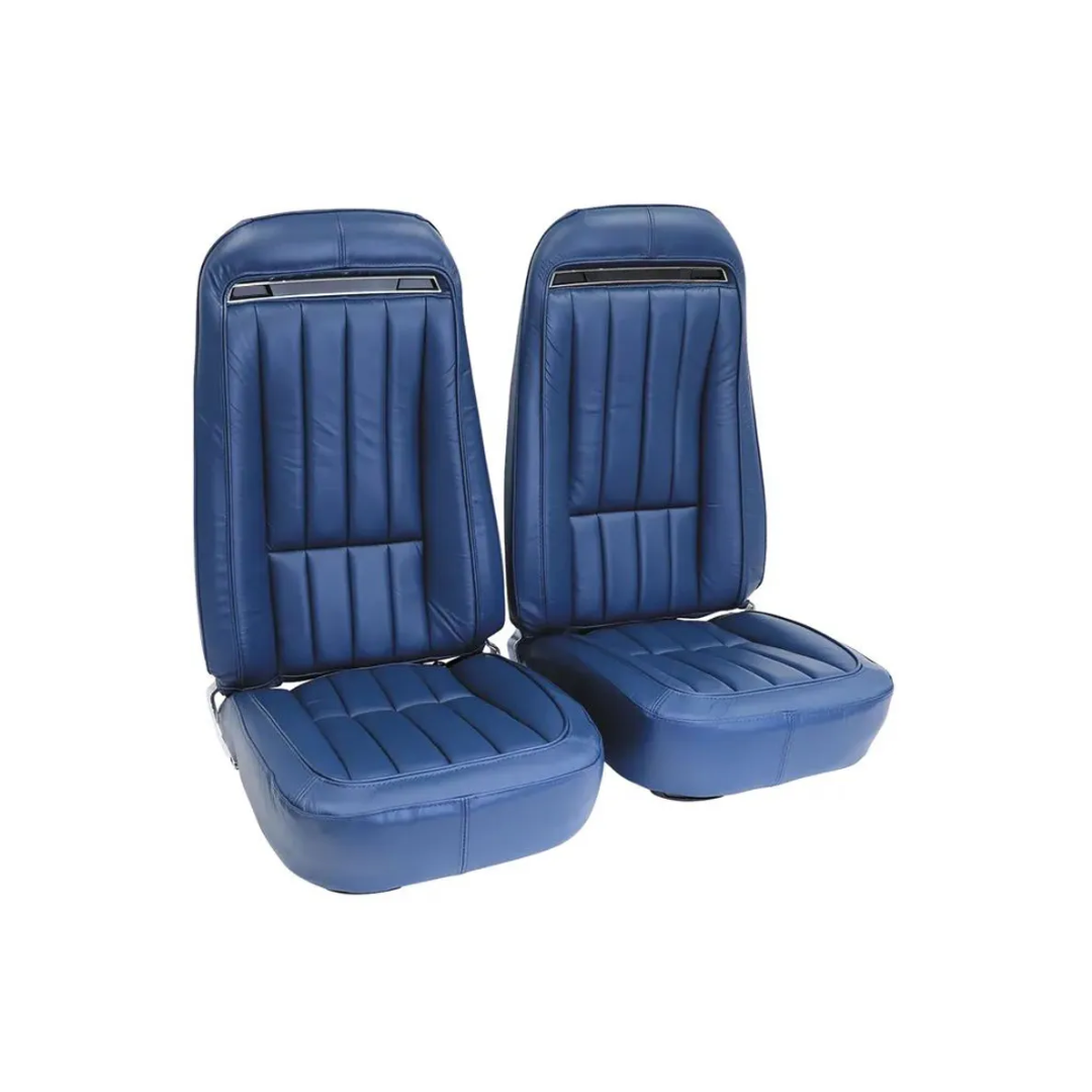 C3 1971 Corvette Mounted Seats Royal Blue 100% Leather Without Shoulder Harness - CA