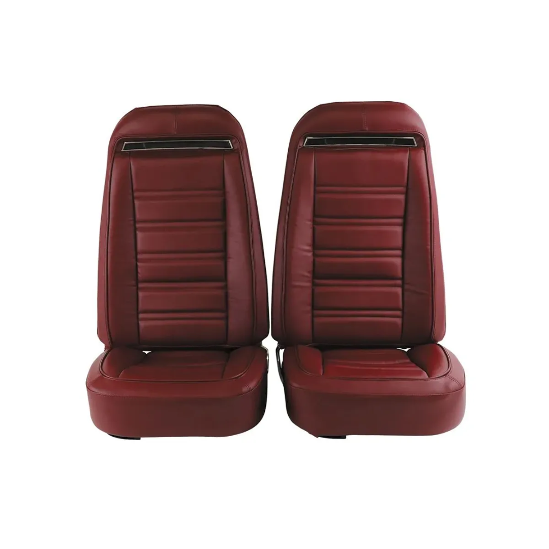 C3 1973-1974 Corvette Mounted Seats Oxblood Leather Vinyl With Shoulder Harness - CA