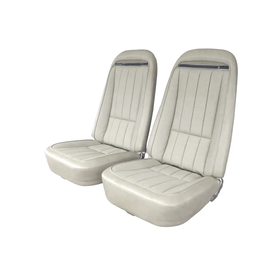 C3 1974 Corvette Mounted Seats Neutral "Leather-Like" Vinyl With Shoulder Harness - CA