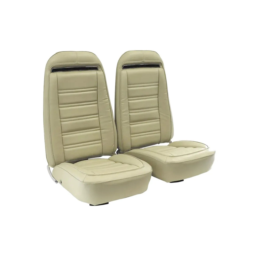 C3 1974 Corvette Mounted Seats Neutral Leather Vinyl Without Shoulder Harness - CA