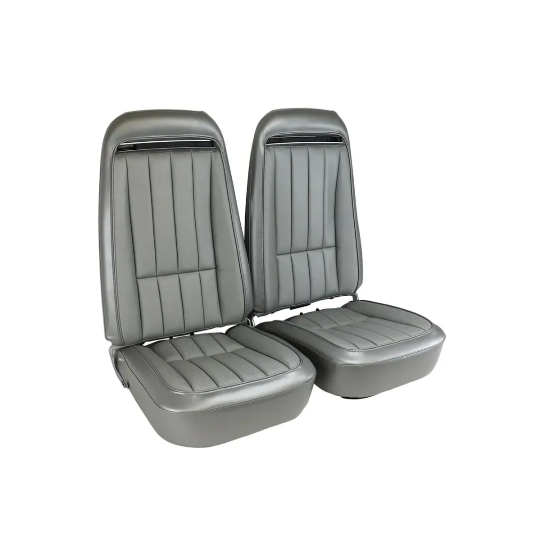 C3 1974 Corvette Mounted Seats Silver Vinyl Without Shoulder Harness - CA