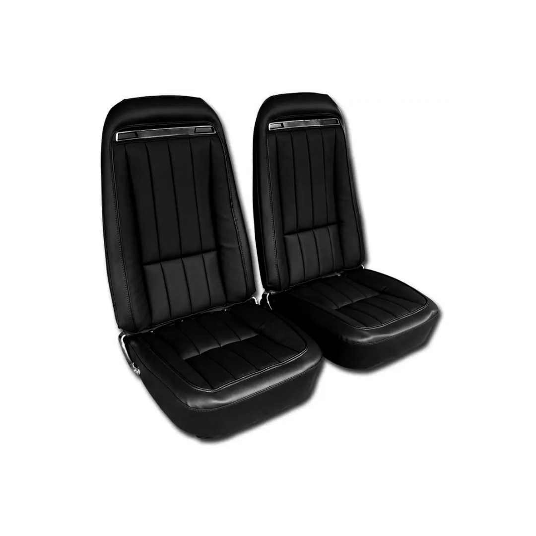C3 1975 Corvette Mounted Seats Black Vinyl Without Shoulder Harness - CA