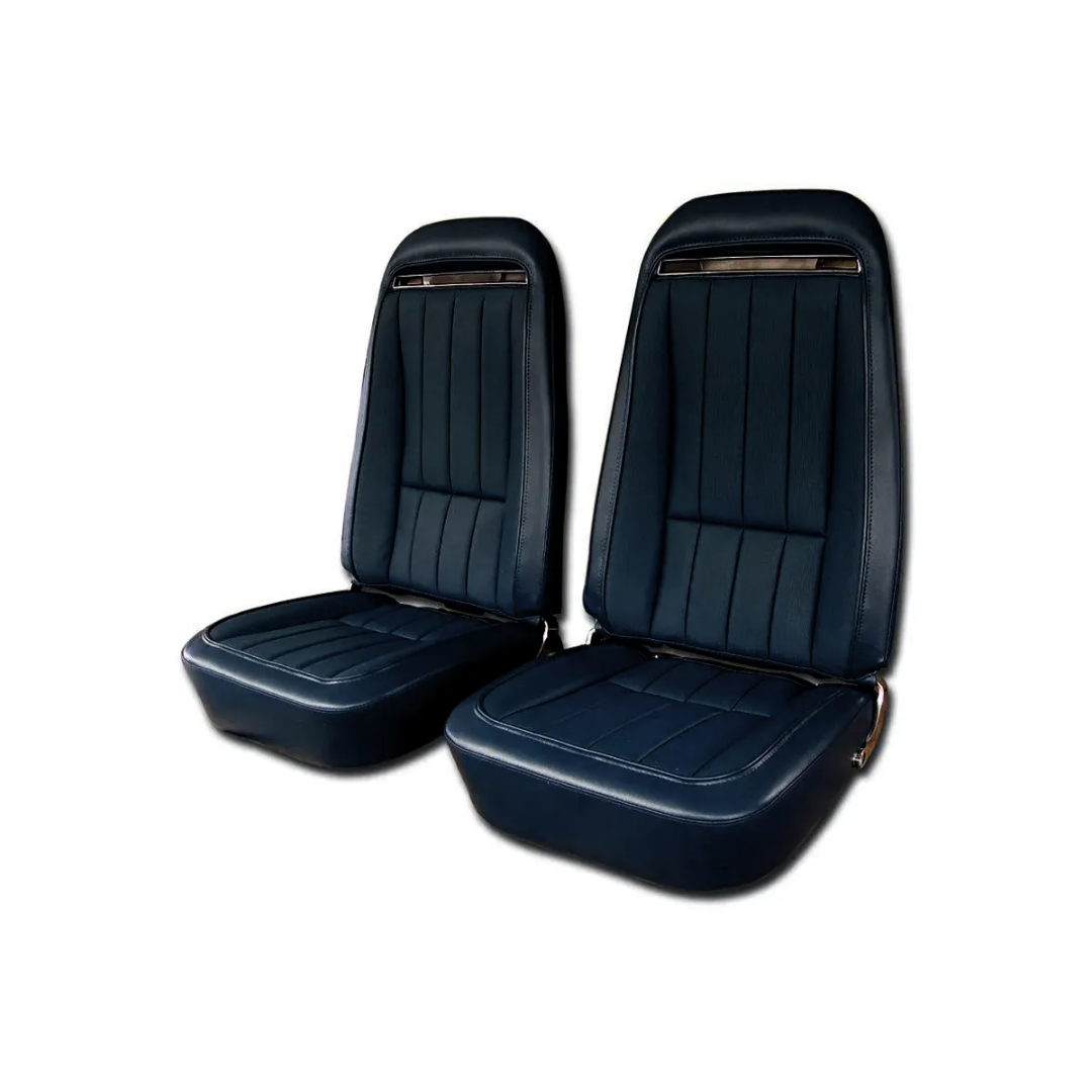 C3 1975 Corvette Mounted Seats Dark Blue "Leather-Like" Vinyl With Shoulder Harness - CA