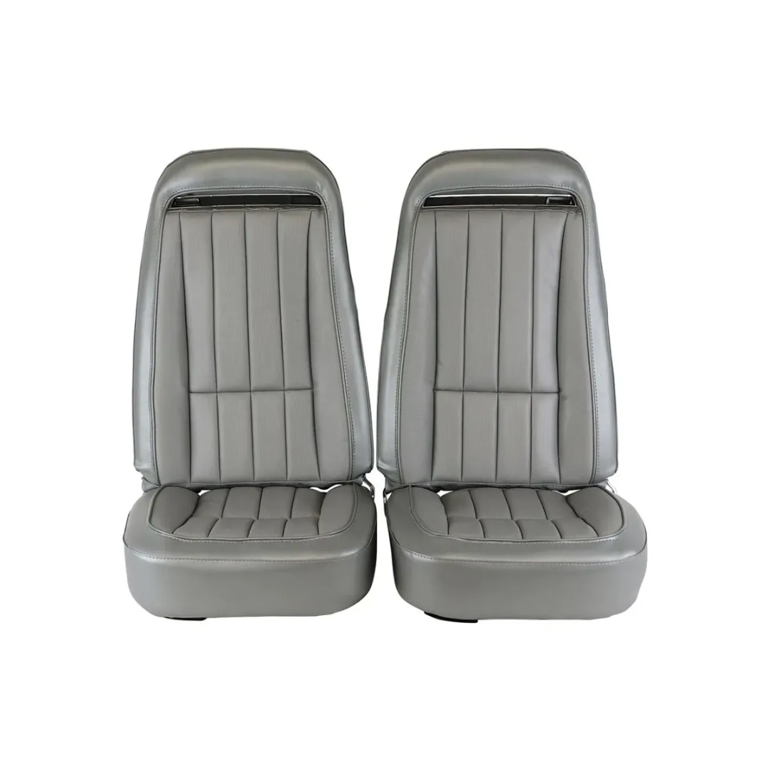 C3 1975 Corvette Mounted Seats Silver Vinyl Without Shoulder Harness - CA