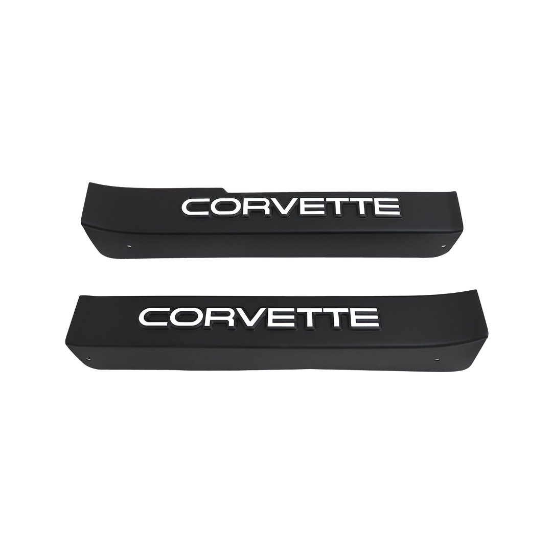 C4 1984-1987 Corvette Door Sill Guards W/Corvette Logo - Black - CA