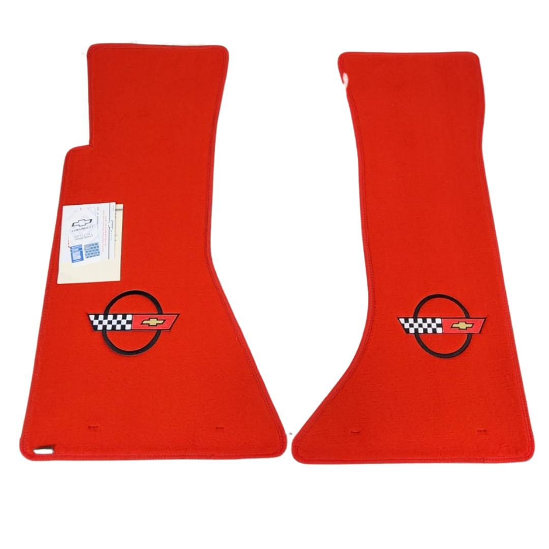 1984-1990 C4 Corvette Lloyd Velourtex Floor Mats Torch Red - 2 Piece Front Mats - Clearance