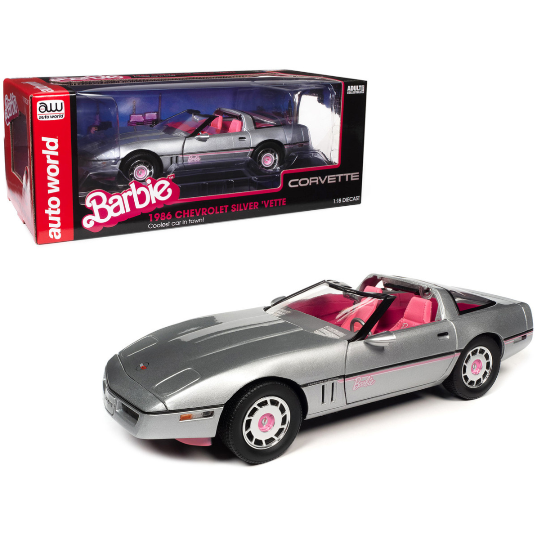 1986-c4-corvette-barbie-1-18-diecast-model-car-by-auto-world