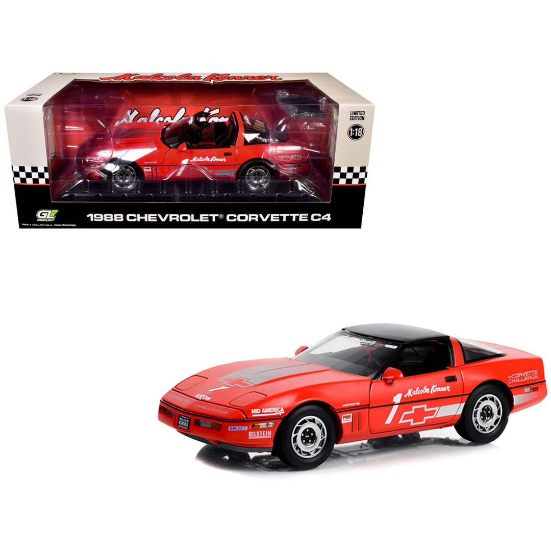 1988 Chevrolet Corvette C4 #1 Malcolm Konner "Corvette Challenge Race Car" Red with Black Top 1/18 Diecast Model Car