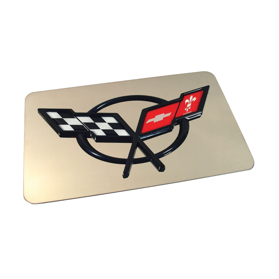 1997-2004 Corvette Exhaust Plate - C5 Emblem Stainless Steel