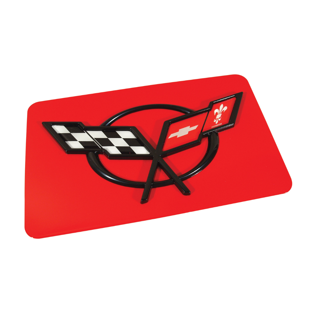 1997-2004 Corvette Exhaust Plate - Torch Red With C5 Logo