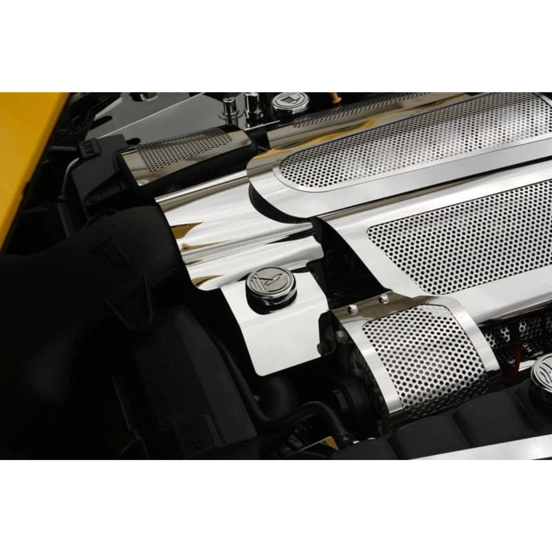 C6 Corvette Alternator Cover | Polished Perforated Stainless Steel
