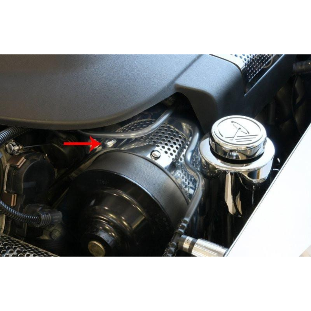 C6 Corvette ZR1 Power Steering Cover - Polished Perforated Stainless Steel