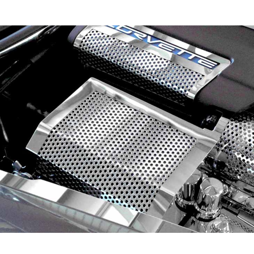 C6 Corvette Fuse Box Cover - 2005-2013 Polished Perforated Stainless Steel