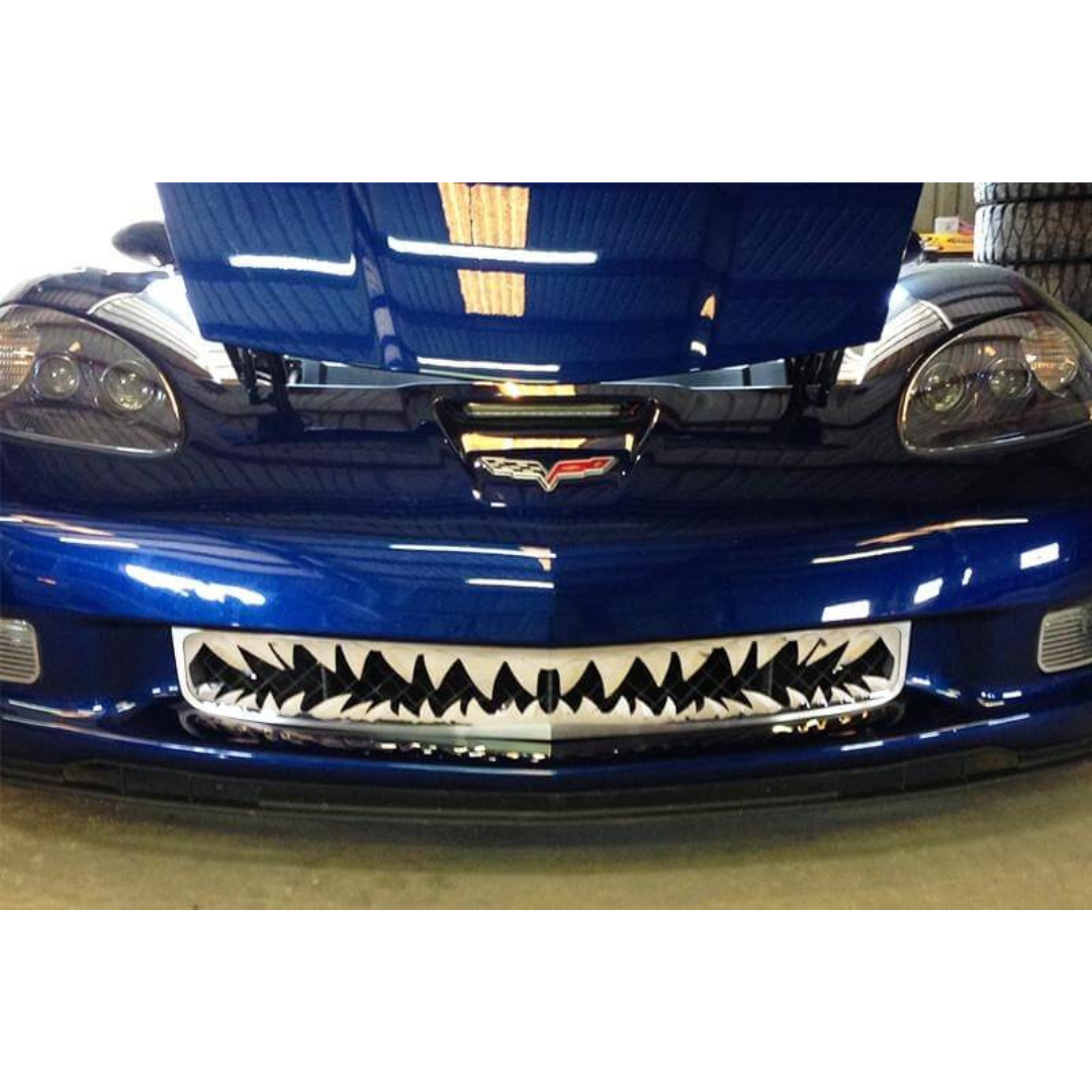 C6 Corvette Z06 Shark Tooth Front Grille - Polished Stainless Steel