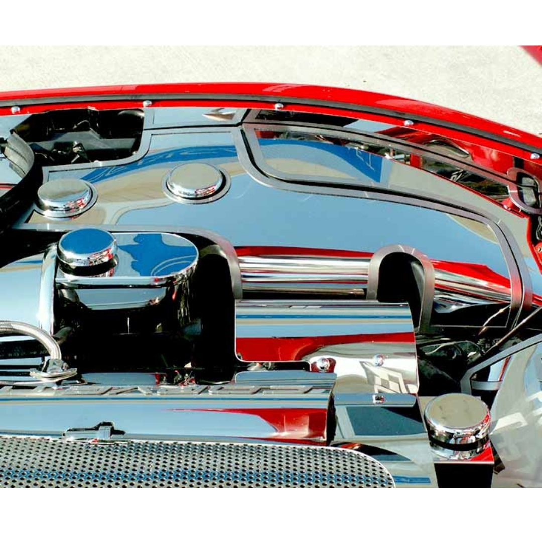 C5 Corvette Windshield Washer Fluid Tank Cover - Polished Stainless Steel (Manual)