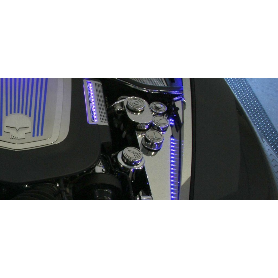 C5 Corvette Executive Series Fluid Cap Cover | Manual | 6Pc Stainless Steel Set