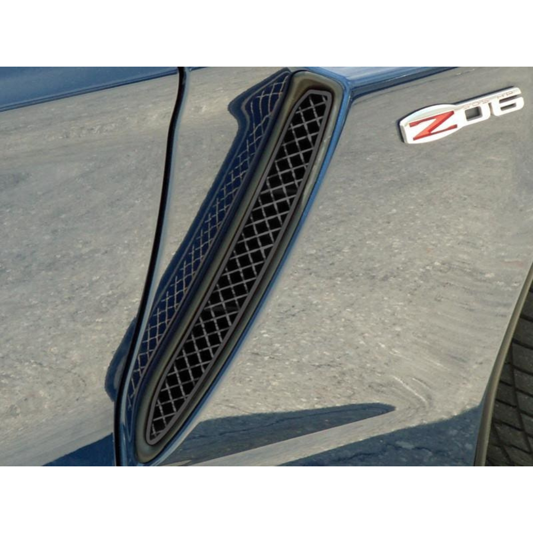 C6 Corvette Z06 Front Side Vent Grills - 2Pc "Blakk Stealth"