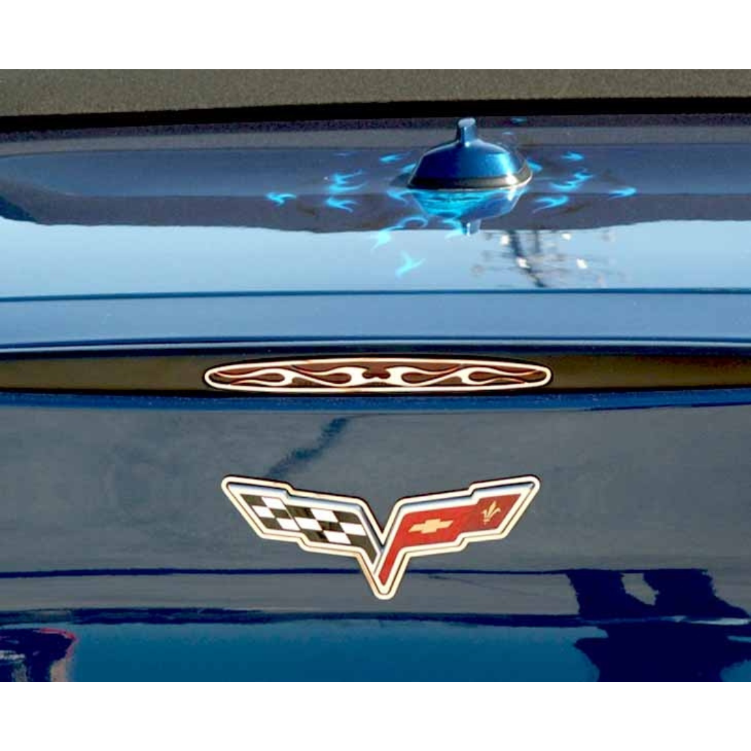 C6 Corvette 5th Brake Light Cover Flame Style | Polished