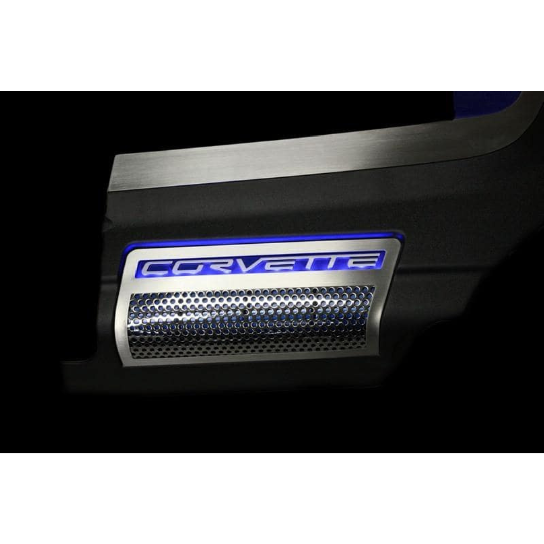 C6 Corvette ZR1 Illuminated Engine Shroud w/ Stainless Steel Inserts