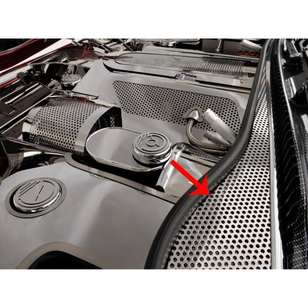 C5 Corvette Wiper Cowl Cover - Perforated Polished Stainless Steel