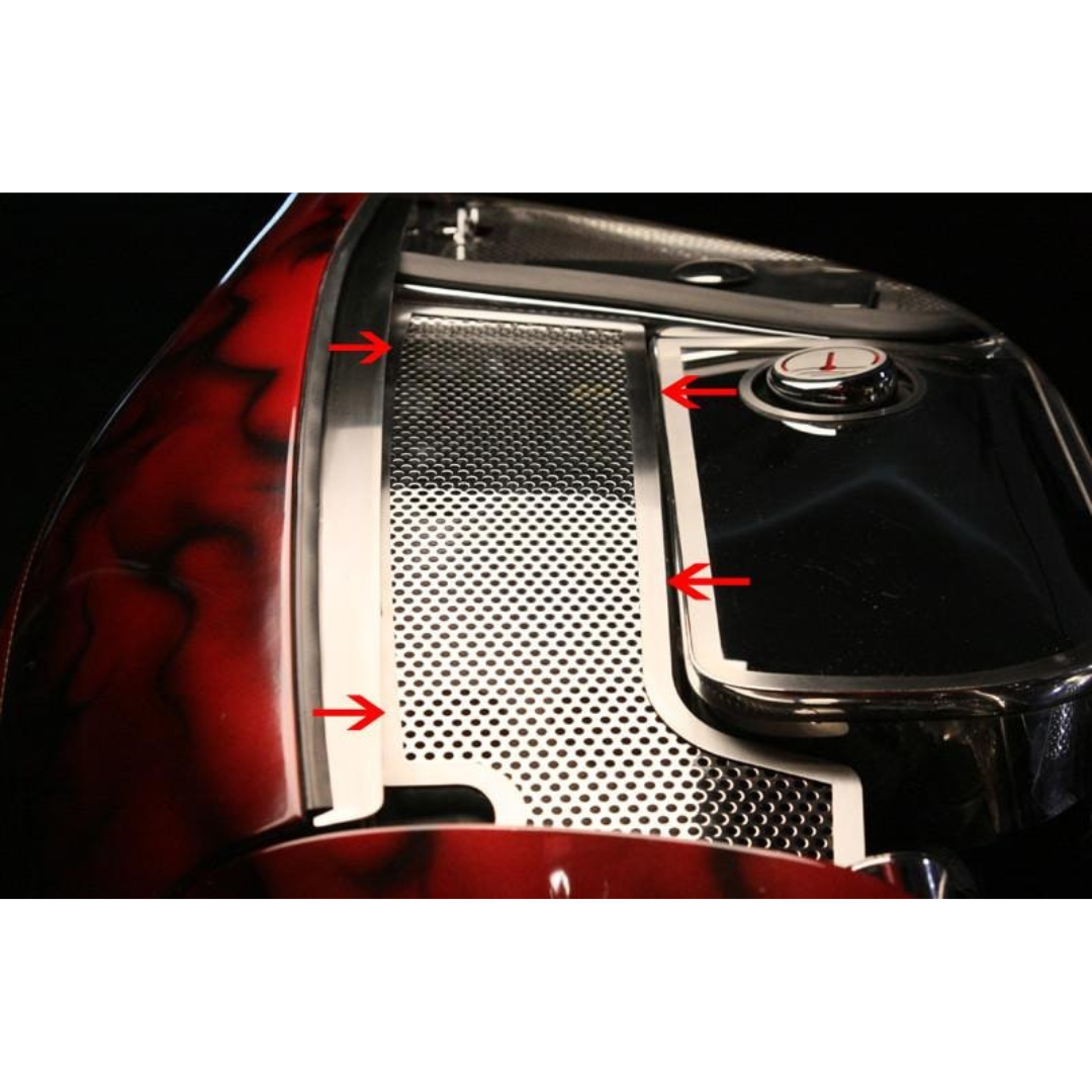 C5 Corvette Inner Fender Accent Plates - Perforated Polished Stainless Steel