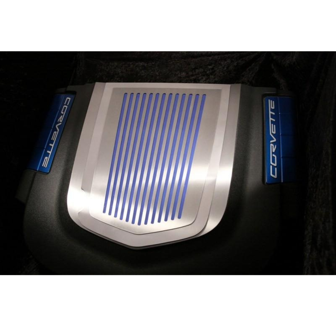 C6 Corvette ZR1 Engine Shroud Cover Ribbed Style - 2Pc Polished Stainless Steel