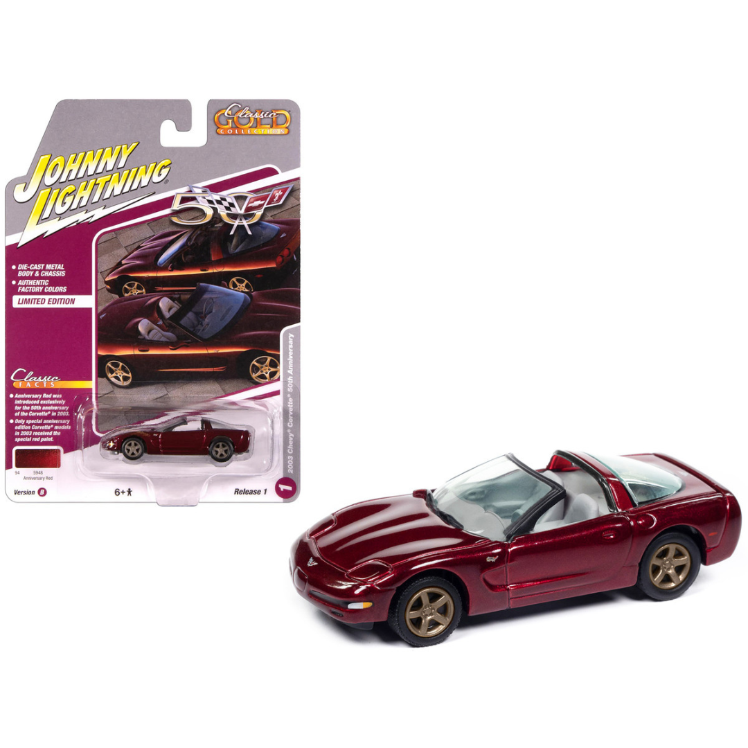 2003 Chevrolet Corvette Convertible "50th Anniversary" Anniversary Red Metallic "Classic Gold Collection" 1/64 Diecast Model Car