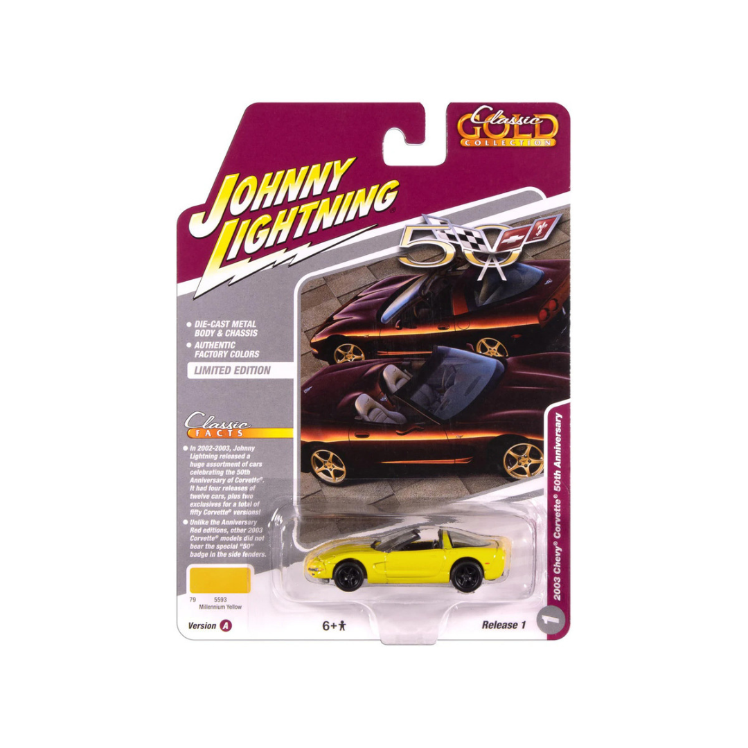 2003 Chevrolet Corvette Convertible "50th Anniversary" Millennium Yellow "Classic Gold Collection" 1/64 Diecast Model Car