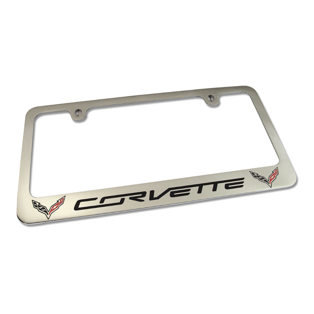 2014-2019 Corvette License Frame - Chrome with C7 Logo - CA