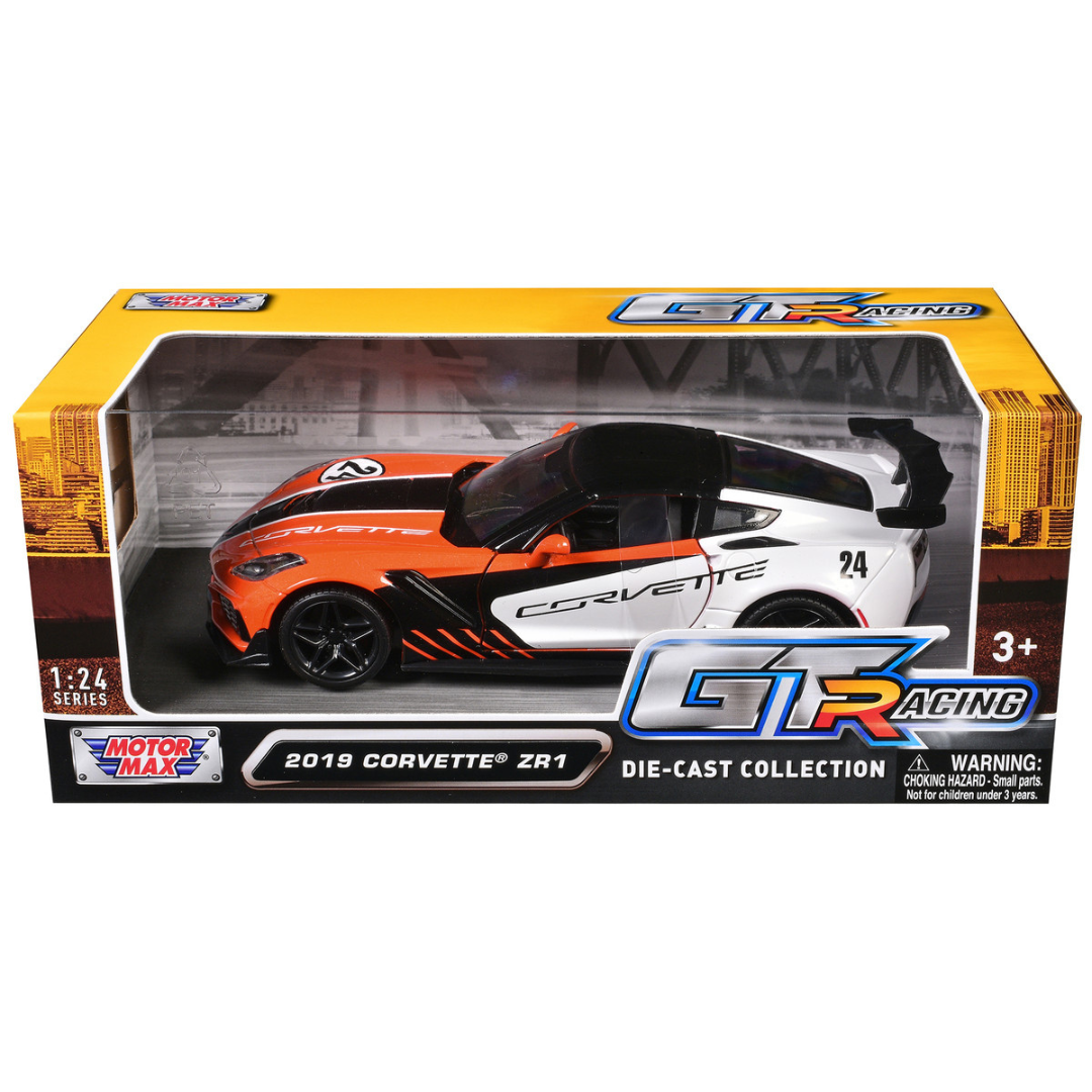 2019 Chevrolet Corvette ZR1 #24 Orange and White with Black Graphics "GT Racing" Series 1/24 Diecast Model Car