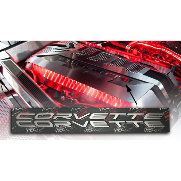 2020-2024 C8 Corvette Coupe - Engine Shroud CORVETTE Lettering | Stainless Steel (Brushed OR Polished Finish)