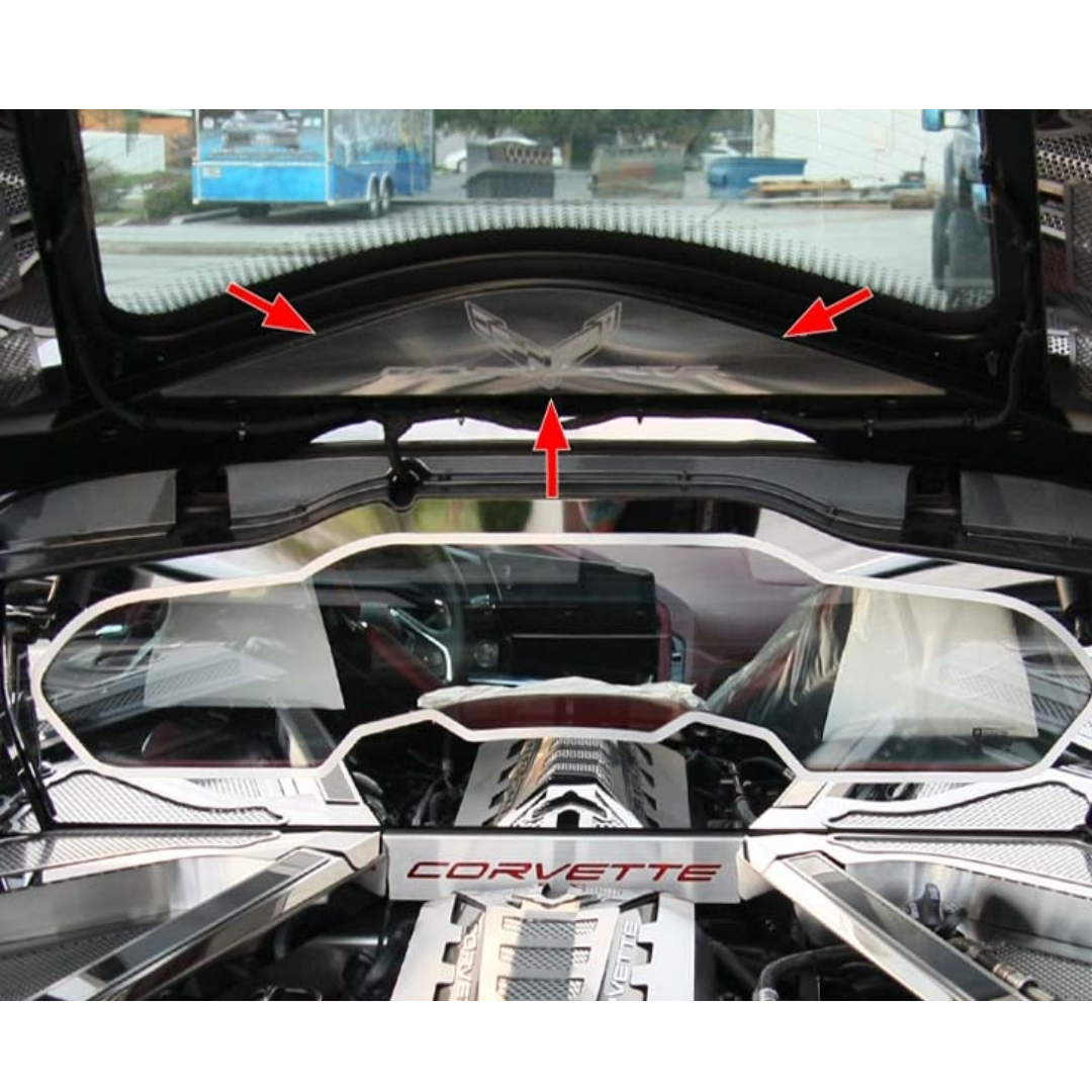 2020-2025 C8 Corvette Coupe - Rear Vanity Plate w/Etched Corvette Logo | Brushed Finish