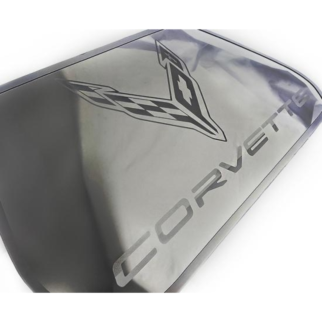 C8 CORVETTE - ETCHED LOGO FRUNK PANEL WITH BRUSHED TRIM RING | POLISHED FINISH
