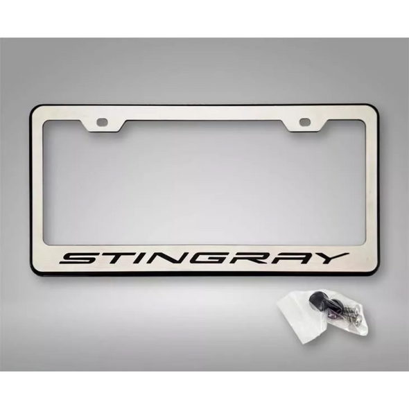 2020-2024 C8 Corvette - License Plate Frame Stingray Style Black | Stainless Steel
