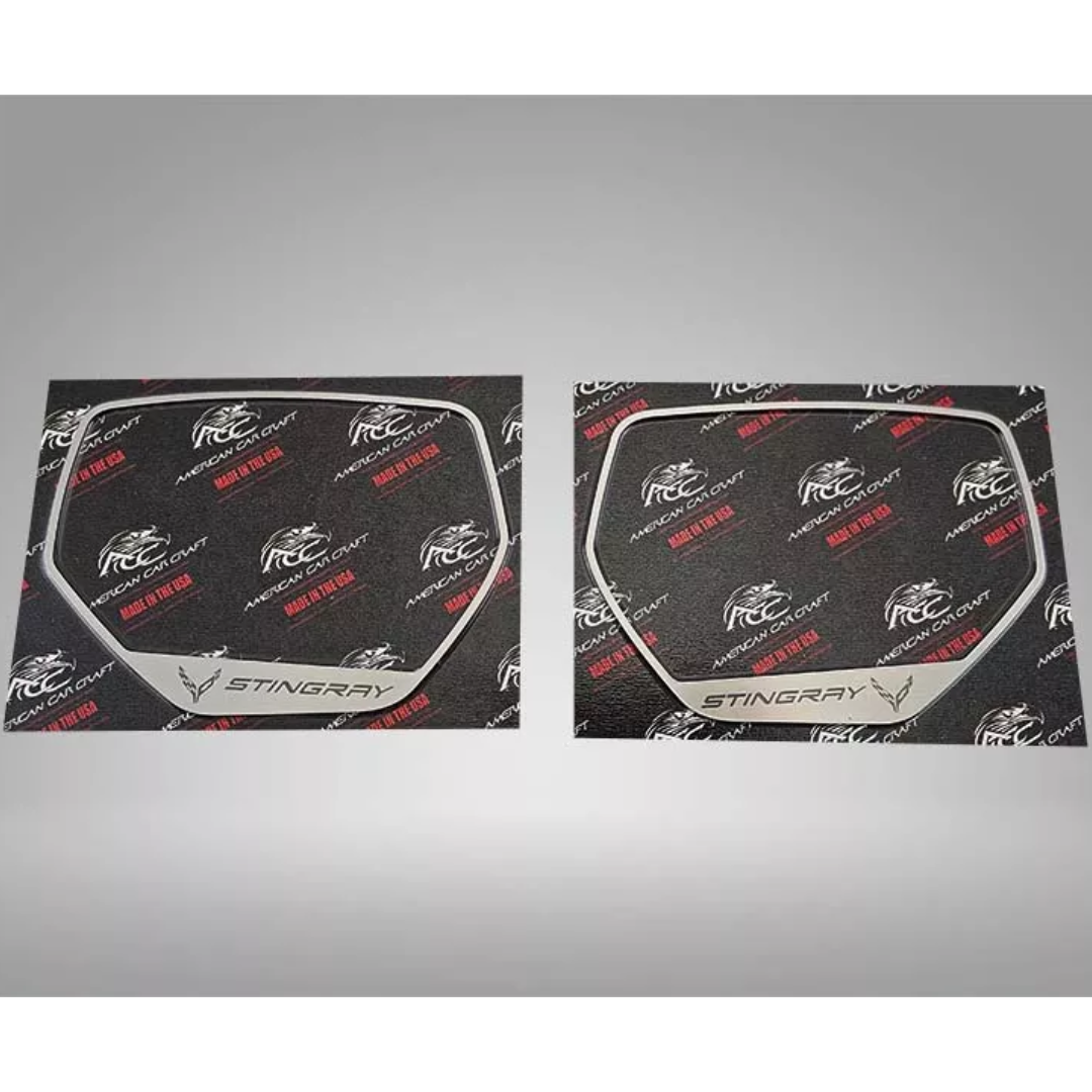 2020-2025 C8 Corvette - Side Mirror Trim STINGRAY Style | Brushed Stainless
