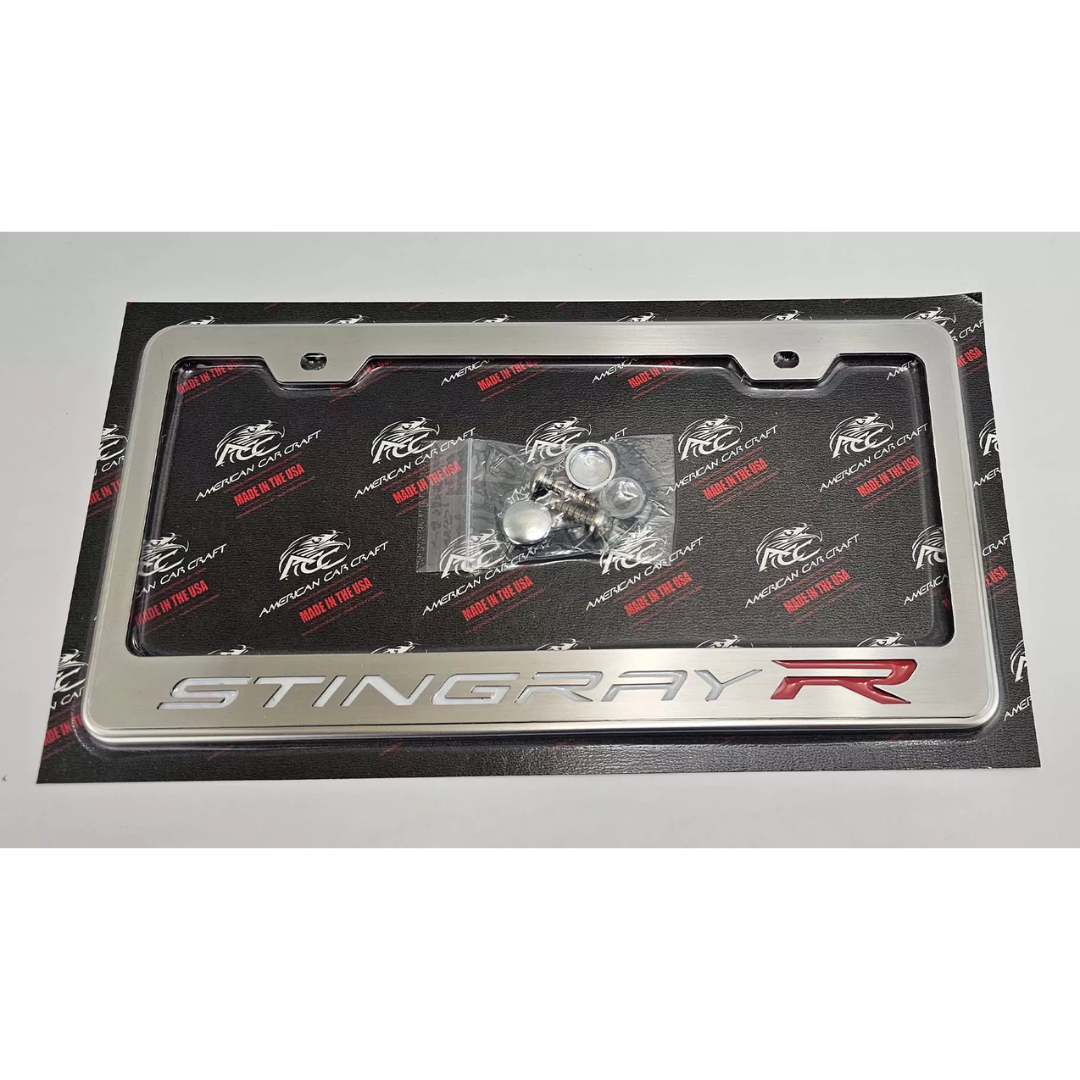 2020-2024 C8 Corvette - STINGRAY R Style License Plate Frame | Stainless Steel