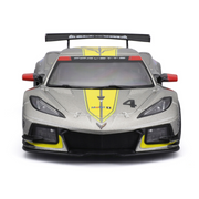 2020-chevrolet-corvette-c8-r-4-silver-metallic-with-yellow-stripes-race-series-1-24-diecast-model-car-by-bburago