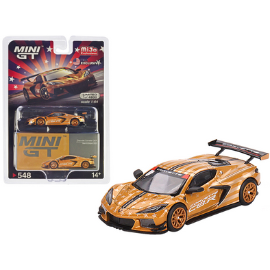 2023 Corvette C8.R Gold Metallic Stars and Stripes 1/64 Diecast Model Car by True Scale Miniatures