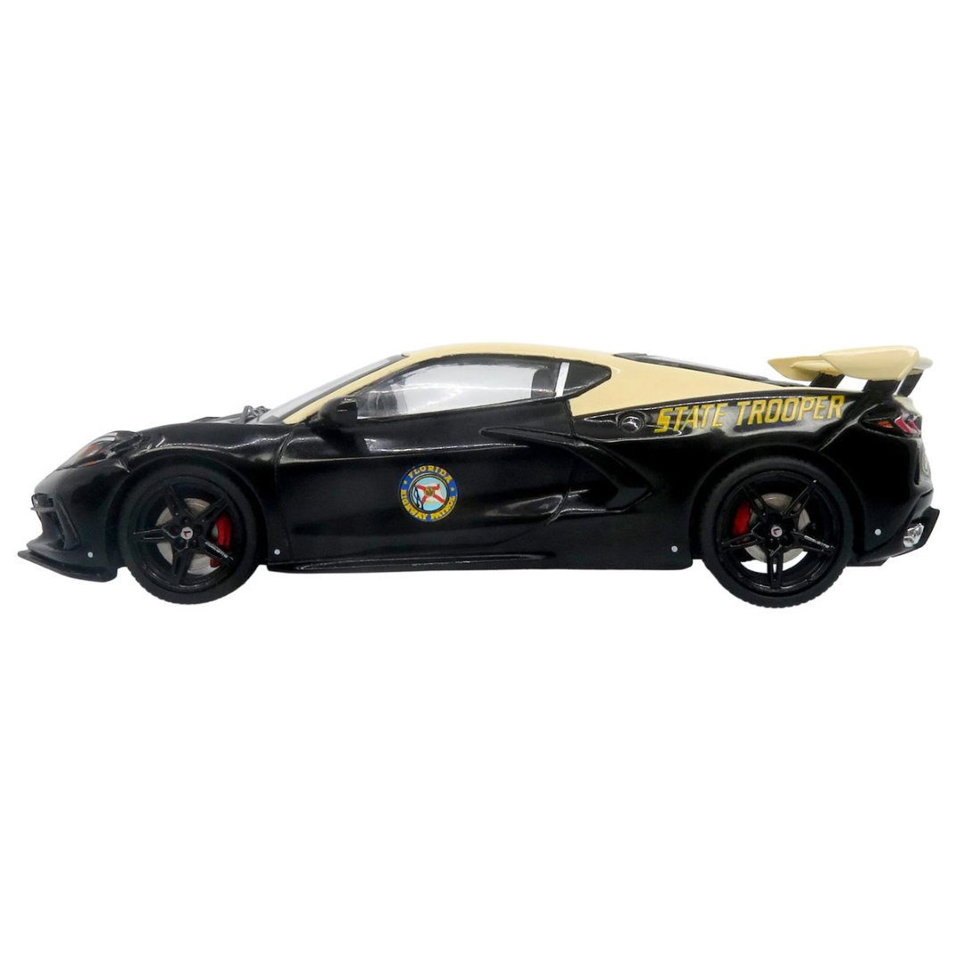 2023 Chevrolet Corvette C8 Stingray Police Interceptor "Florida Highway Patrol (FHP)" Black with Cream Top 1/43 Diecast Model