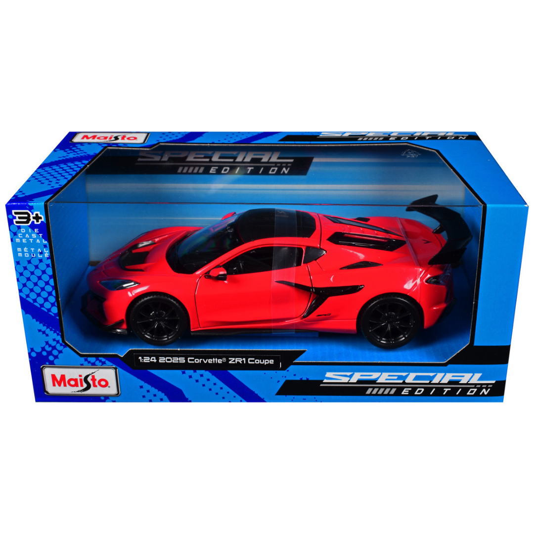 2025 Chevrolet Corvette ZR1 Coupe Red with Carbon Top "Special Edition" Series 1/24 Diecast Model Car