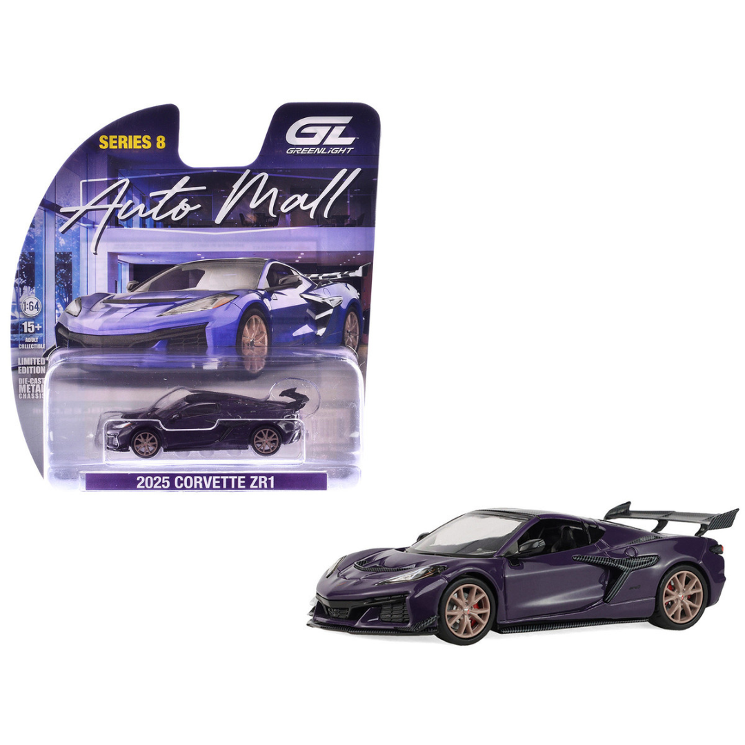2025 Chevrolet Corvette ZR1 Hysteria Purple Metallic with Carbon Top "Auto Mall" Series 8 1/64 Diecast Model Car