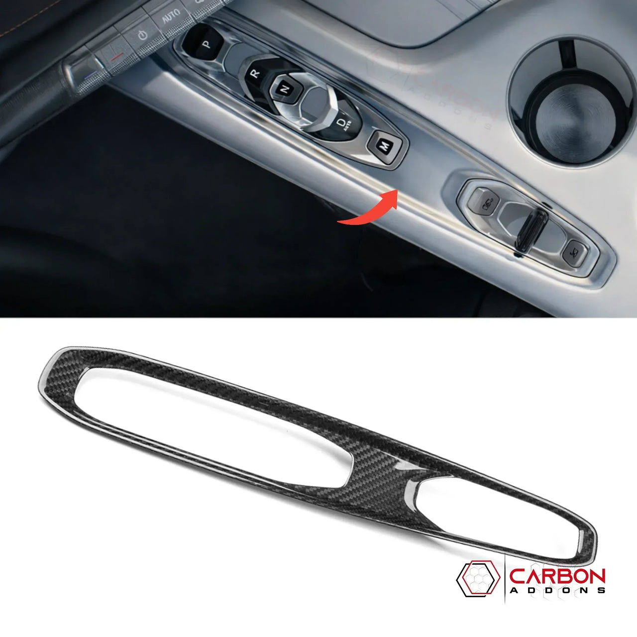 2026+ C8 Corvette Real Carbon Fiber Gear & Mode Selector Trim Cover | Interior Upgrade