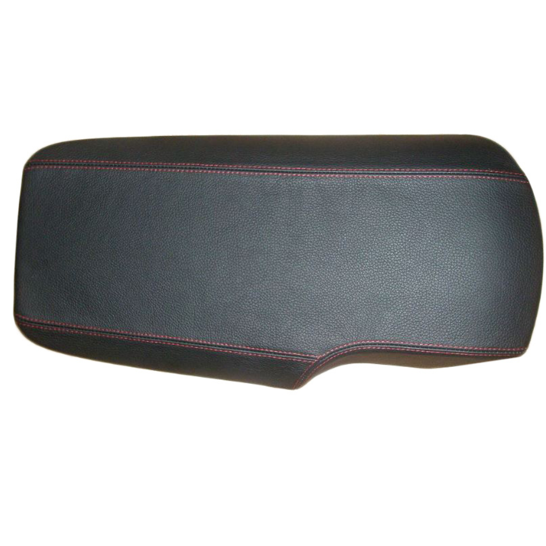 2005-2013 Corvette Leather Armrest Cover - Black W/Red Stitch & 6/8in Padding - CA