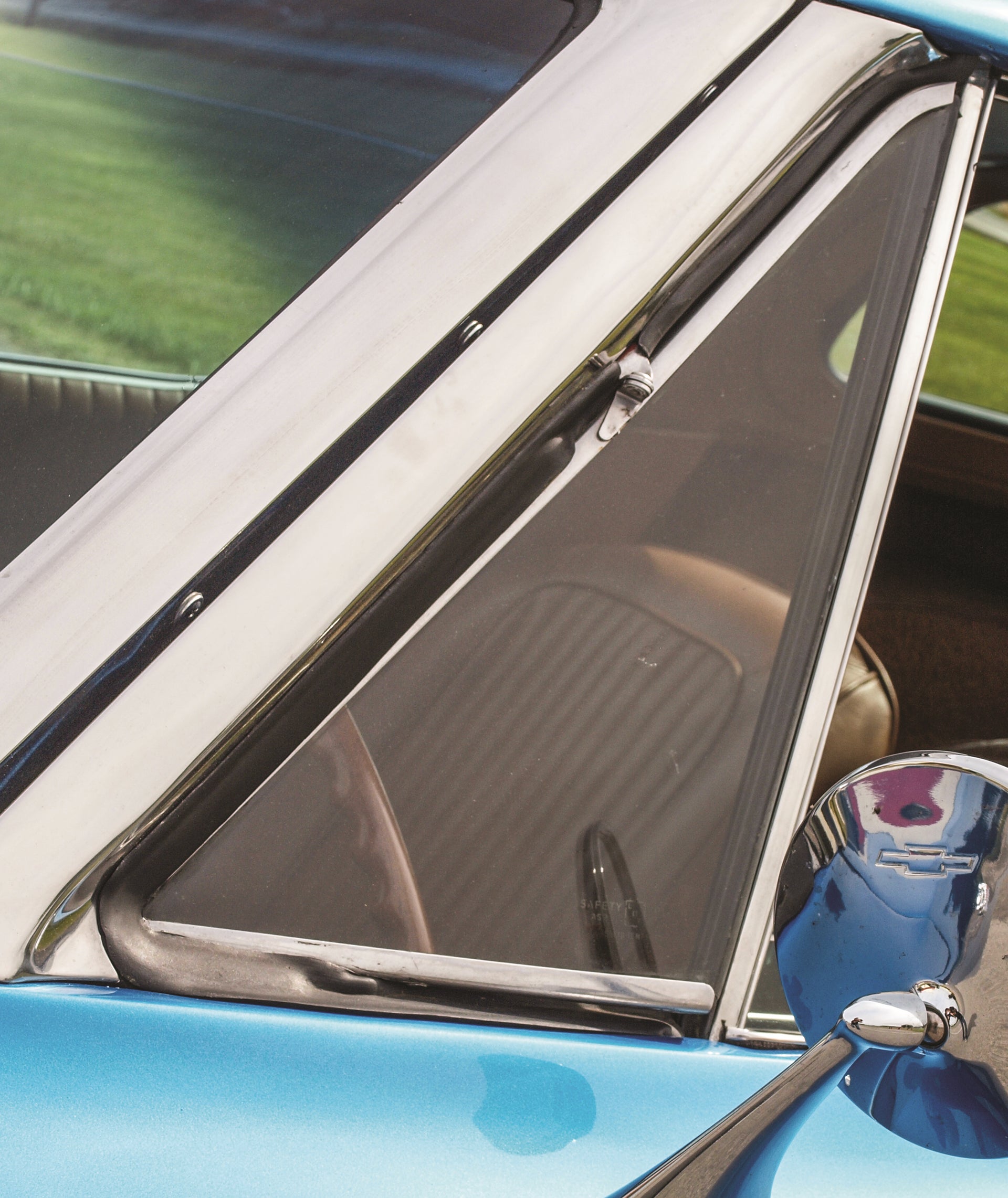 Convertible-Vent-Window-Glass-W/Soft-Ray-Green-Tint,-LH-22226-Corvette-Store-Online