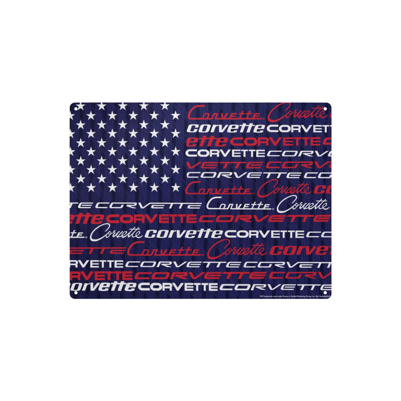 Corvette Script USA Flag Design 16"x12" Tin Sign